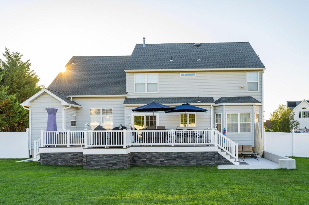 Backyard view of transformed deck in Swedesboro, NJ