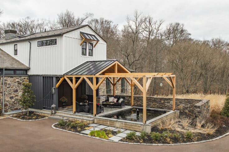 Board and Batten Siding with Custom Timber Patio | Fort Washington, PA